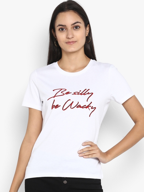 

Mode by Red Tape Women White Printed Round Neck T-shirt