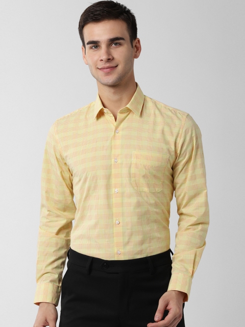 

Peter England Men Yellow & Pink Slim Fit Checked Formal Shirt