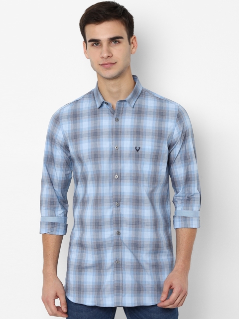 

Allen Solly Men Blue & Grey Slim Fit Checked Casual Shirt
