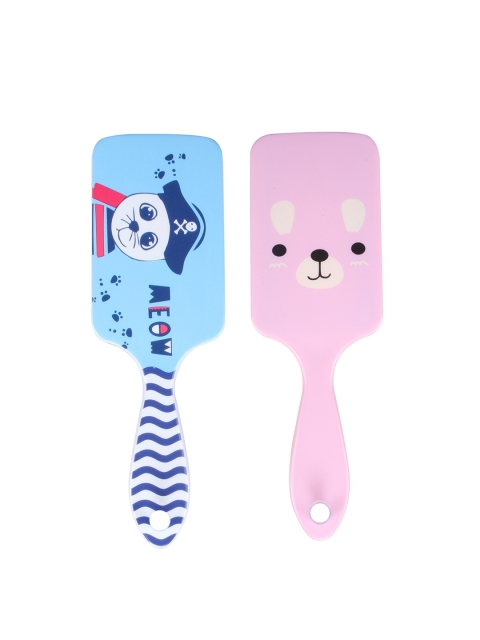 

CUTECUMBER Girls Set of 2 Printed Paddle Hair Brushes, Blue