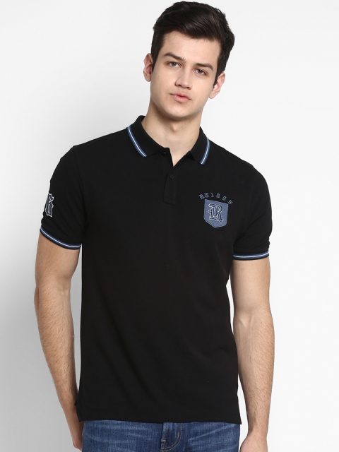 

Red Tape Men Black Solid Polo Collar T-shirt