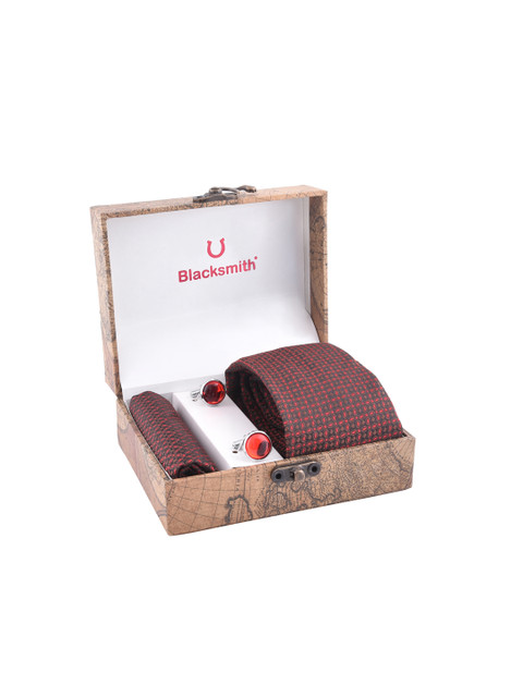 

Blacksmith Men Red & Brown Patterned Accessory Gift Set