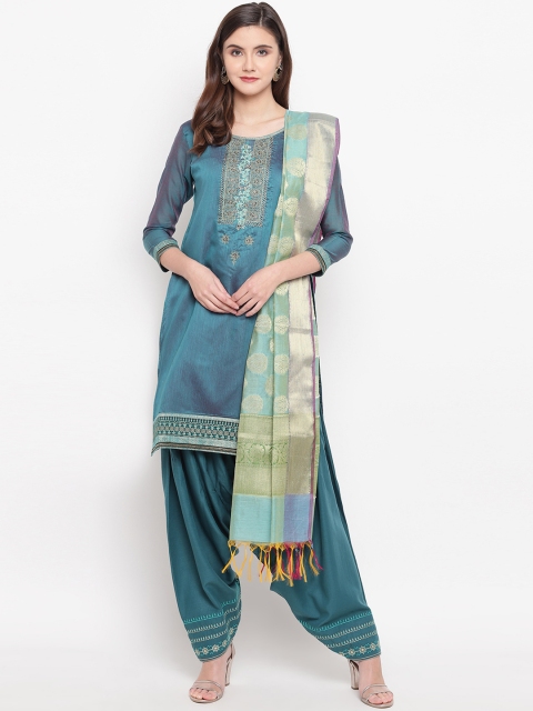 

Kvsfab Teal Green Embroidered Unstitched Dress Material