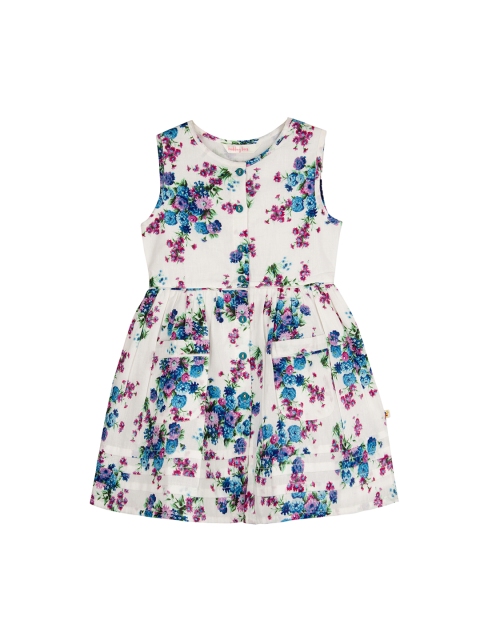 

Budding Bees Girls Off-White Floral Printed Fit and Flare Dress