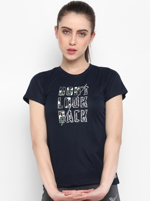 

Yuuki Women Navy Blue Printed Round Neck T-shirt