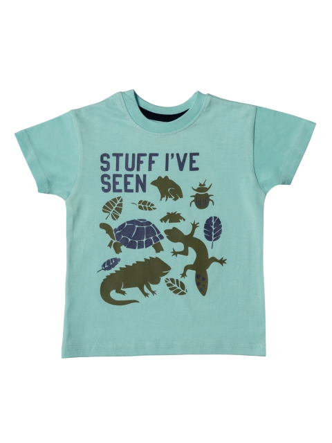 

Kid Studio Boys Green & Blue Printed Round Neck T-shirt