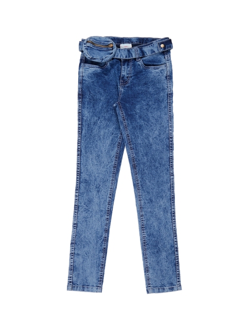 

Pantaloons Junior Girls Blue Regular Fit Mid-Rise Clean Look Jeans