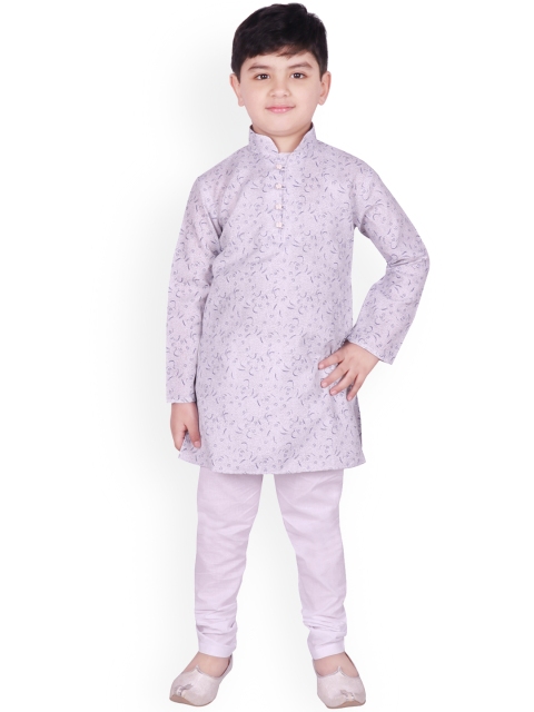 

SG YUVRAJ Boys Grey & Blue Printed Kurta with Pyjamas