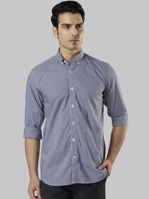 

Raymond Men Blue & White Regular Fit Checked Casual Shirt