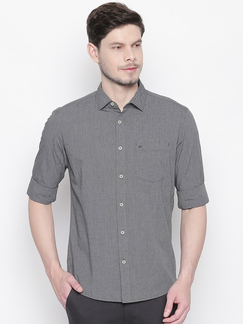 

Basics Men Grey Slim Fit Solid Casual Shirt