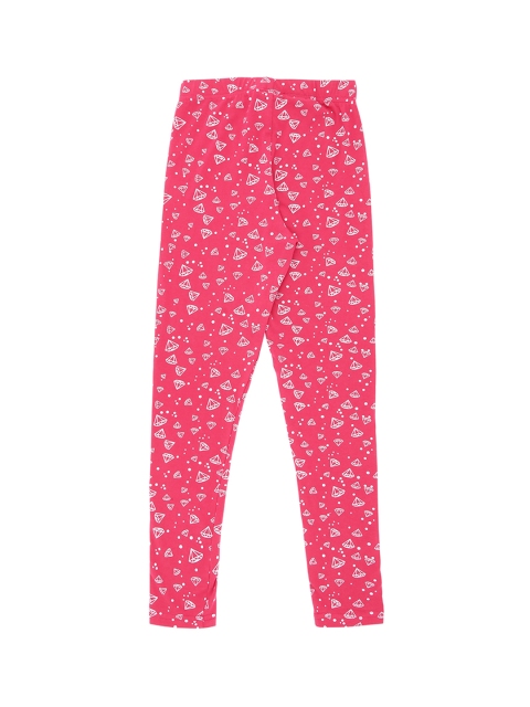 

Pantaloons Junior Girls Fuchsia Pink & White Printed Slim-Fit Ankle-Length Leggings