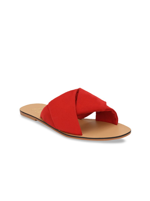 

Zebba Women Red Solid Synthetic Suede Open Toe Flats