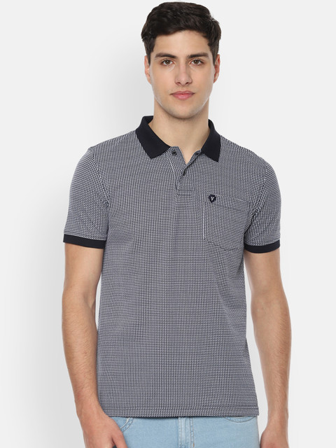 

Van Heusen Sport Men Navy Blue Printed Polo Collar Pure Cotton T-shirt