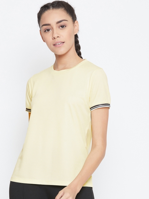 

PERFKT-U Women Yellow Solid Round Neck T-shirt