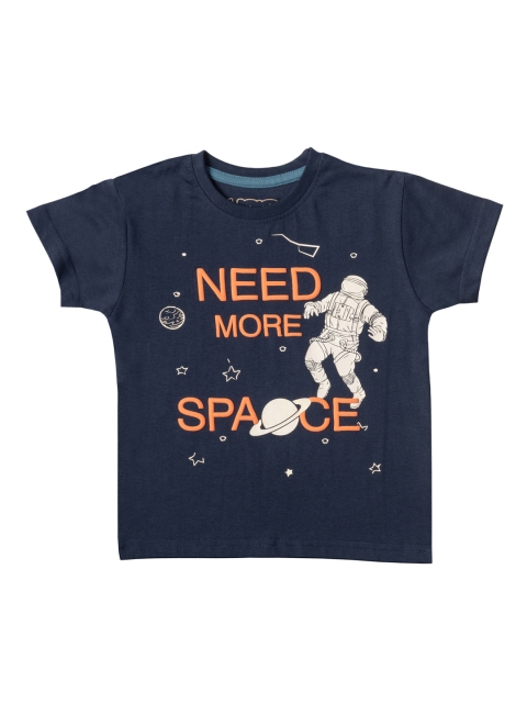 

Kid Studio Boys Navy Blue & Yellow Printed Round Neck T-shirt
