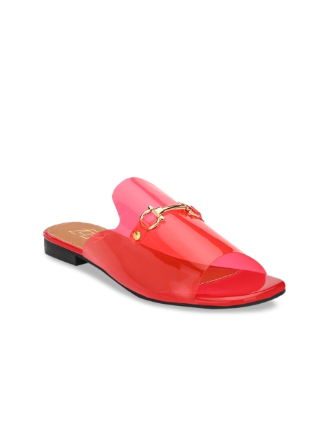 

Zebba Women Red Solid Synthetic Suede Open Toe Flats