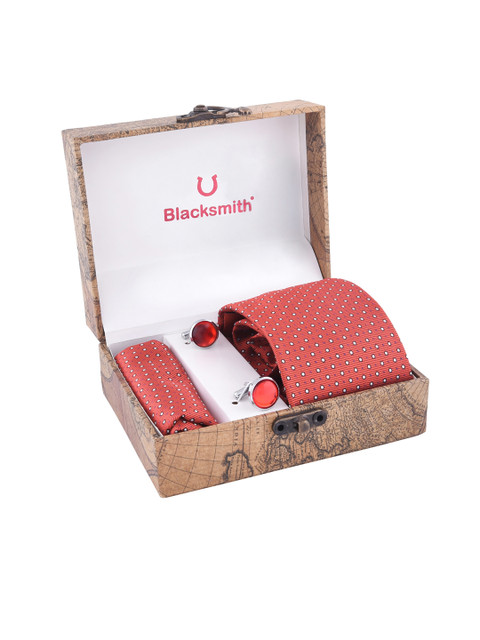 

Blacksmith Men Red & Silver-Toned Accessory Gift Set