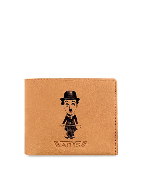 

ABYS Men Tan Brown Printed Two Fold Leather Wallet