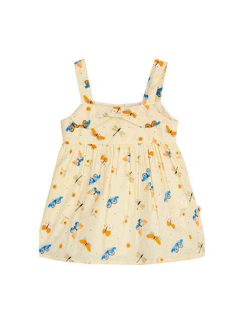 

Budding Bees Girls Yellow Butterfly Printed Fit and Flare Dress