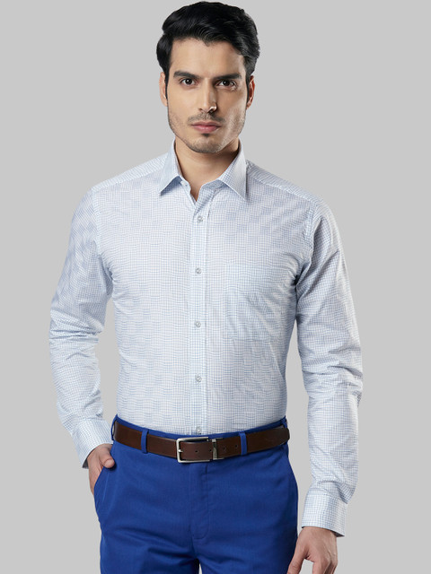 

Raymond Men Blue Slim Fit Checked Formal Shirt