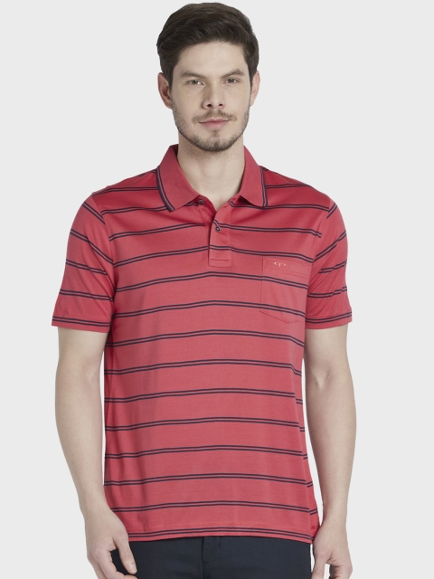

ColorPlus Men Red Striped Polo Collar T-shirt