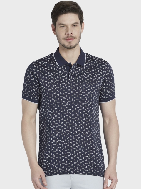

ColorPlus Men Navy Blue Printed Polo Collar T-shirt