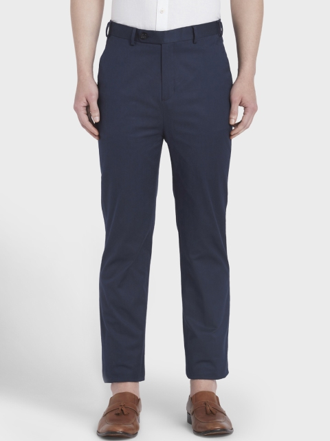 

ColorPlus Men Navy Blue Tapered Fit Solid Regular Trousers