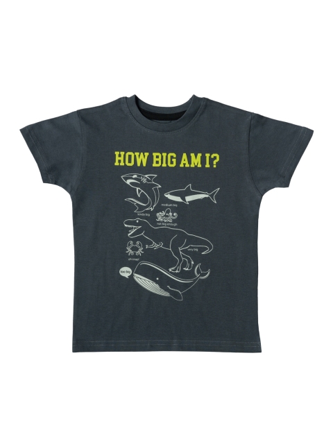 

Kid Studio Boys Black & White Printed Round Neck T-shirt