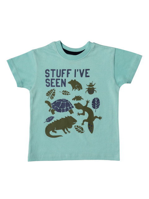 

Kid Studio Boys Green & Blue Printed Round Neck T-shirt