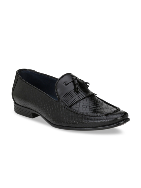 

Guava Men Black Textured Formal Loafers