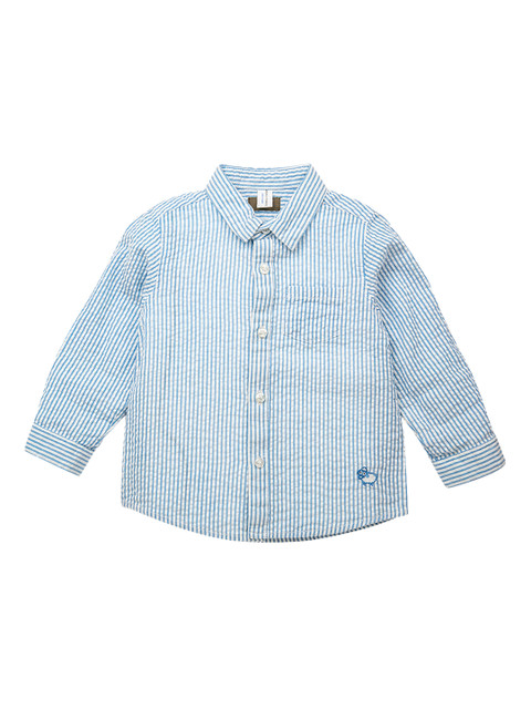

ZERO THREE Boys Blue & White Regular Fit Striped Casual Shirt