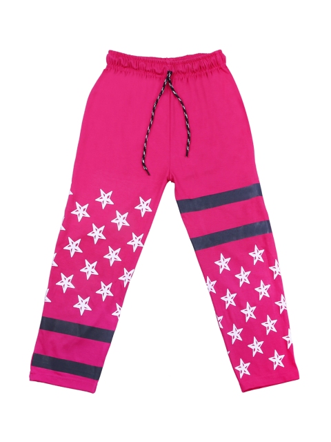 

SWEET ANGEL Girls Pink & White Printed Straight-Fit Track Pants