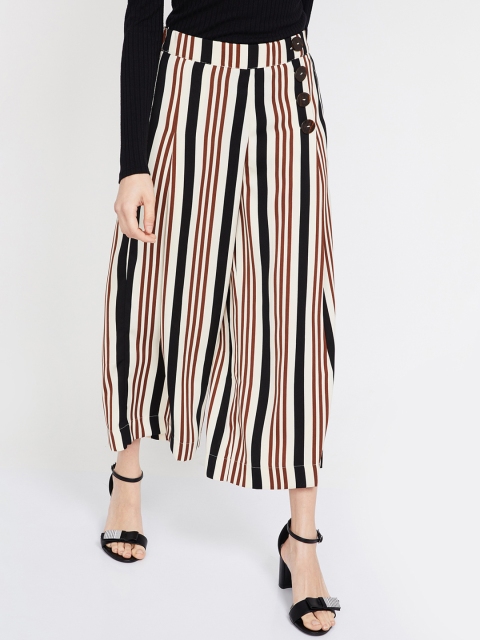 

CODE by Lifestyle Women Off-White & Beige Regular Fit Striped Culottes