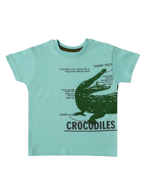 

Kid Studio Boys Turquoise Blue Printed Round Neck T-shirt