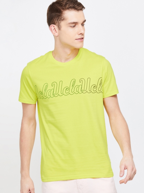 

UCLA Men Lime Green Printed Round Neck T-shirt