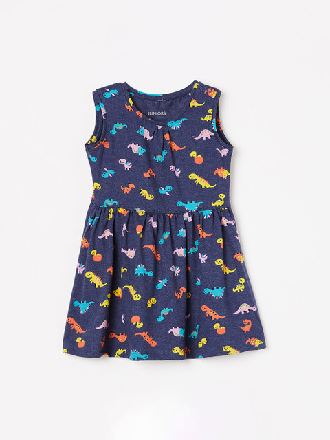 

Juniors by Lifestyle Girls Navy Blue Dinosaur Printed Fit & Flare Dress