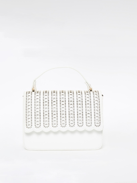 

Ginger by Lifestyle White Self Design Handheld Bag