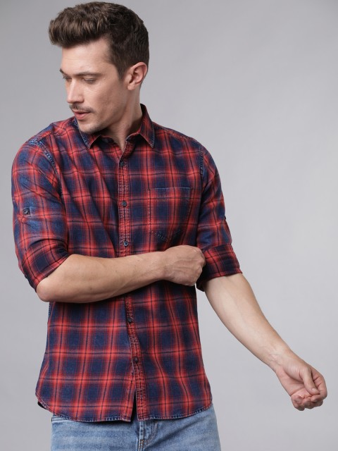 

Ecko Unltd Men Blue & Red Slim Fit Checked Casual Shirt