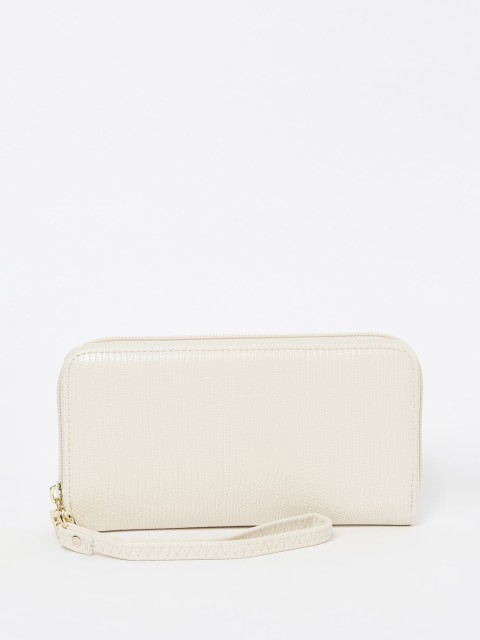 

Ginger by Lifestyle Women Off-White Solid Zip Around Wallet