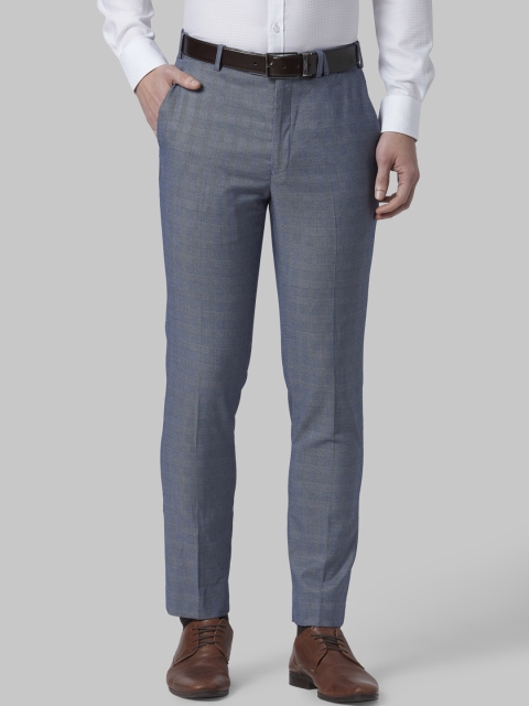 

Park Avenue Men Blue Regular Fit Checked Formal Trousers