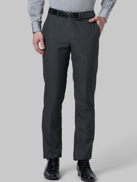 

Park Avenue Men Grey Regular Fit Solid Formal Trousers