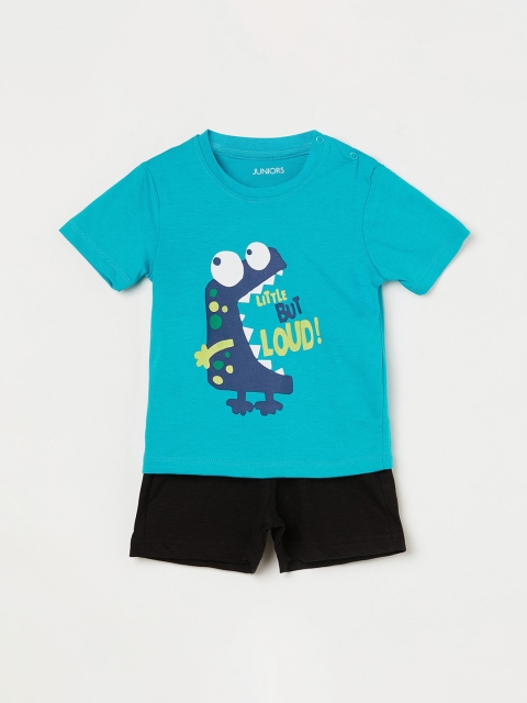 

Juniors by Lifestyle Boys Blue & Black Printed T-shirt with Shorts