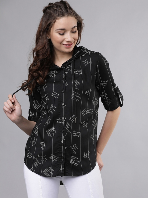 

Tokyo Talkies Women Black Regular Fit Printed Casual Shirt