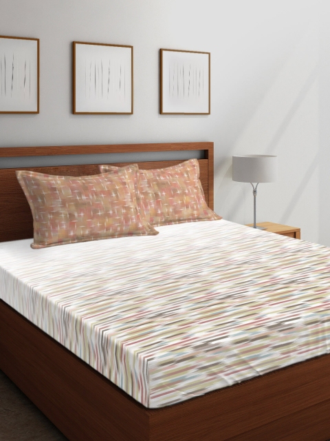 

Boutique Living India Multicoloured Abstract 300 TC Cotton 1 King Bedsheet with 2 Pillow Covers, Multi