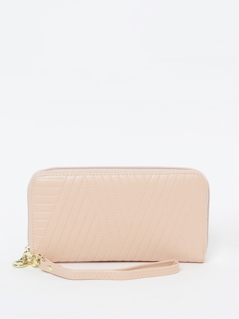 

Ginger by Lifestyle Women Pink Textured Zip Around Wallet