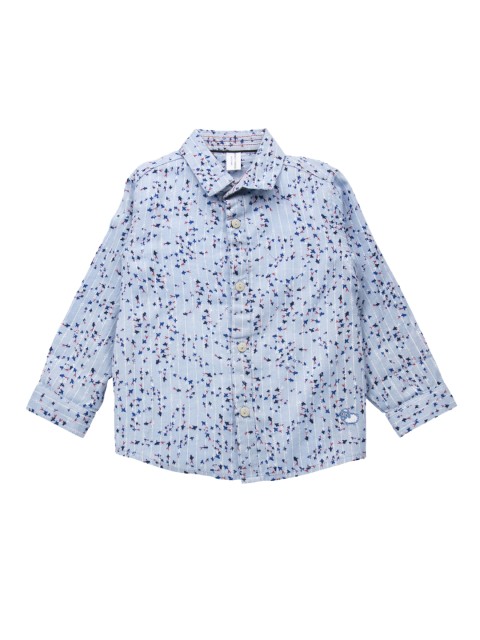 

ZERO THREE Boys Blue & Black Regular Fit Printed Casual Shirt