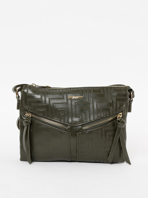 

Ginger by Lifestyle Olive Green Textured Sling Bag