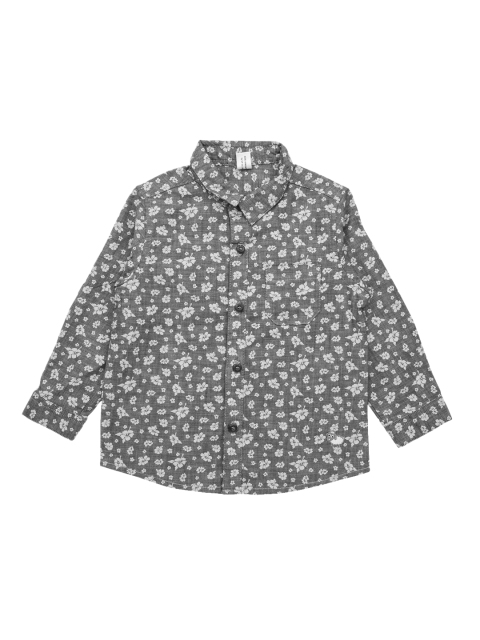 

ZERO THREE Boys Grey & White Regular Fit Printed Casual Shirt