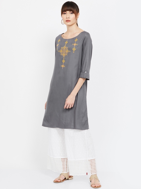 

Colour Me by Melange Grey Embroidered Kurta