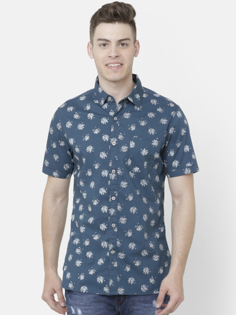 

AweTRend Men Teal Slim Fit Printed Casual Shirt